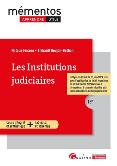 Couverture de Les institutions judiciaires : cours intégral et synthétique + tableaux et schémas
