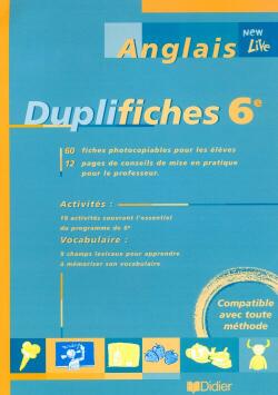 Couverture de New live, anglais 6e : duplifiches