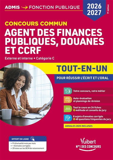 Couverture de Concours commun agent des finances publiques, douanes et CCRF : externe et interne, catégorie C, tout-en-un pour réussir l'écrit et l'oral : 2026-2027