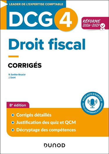 Couverture de DCG 4, droit fiscal : corrigés : réforme 2026-2027
