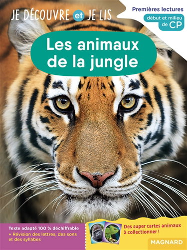 Couverture de Les animaux de la jungle : premières lectures, début et milieu de CP