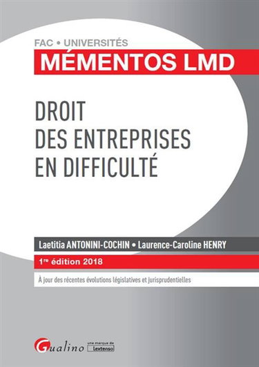 Couverture de Droit des entreprises en difficulté