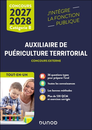Couverture de Auxiliaire de puériculture territorial : concours externe, catégorie B, tout-en-un : 2027-2028