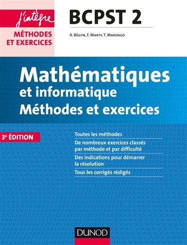 Couverture de Mathématiques et informatique : méthodes et exercices, BCPST 2