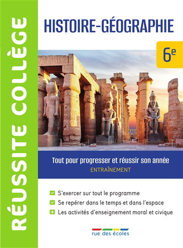 Couverture de Histoire géographie 6e : tout pour progresser et réussir son année : entraînement