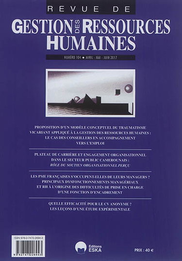 Couverture de Revue de gestion des ressources humaines, n° 104