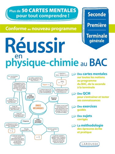 Couverture de Réussir en physique-chimie au bac, seconde, première, terminale générale : plus de 50 cartes mentales pour tout comprendre ! : conforme au nouveau programme