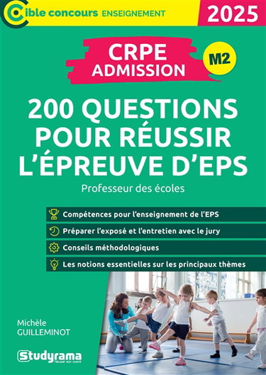Couverture de CRPE admission, M2 : 200 questions pour réussir l'épreuve d'EPS : professeur des écoles, 2025