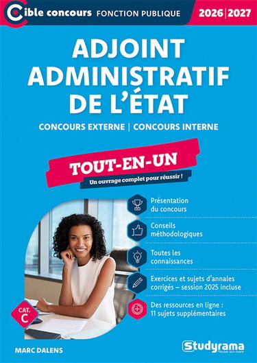 Couverture de Adjoint administratif principal de l'Etat : concours externe, concours interne, cat. C : tout-en-un, 2026-2027
