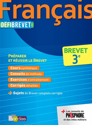 Couverture de Français : brevet 3e : préparer et réussir le brevet
