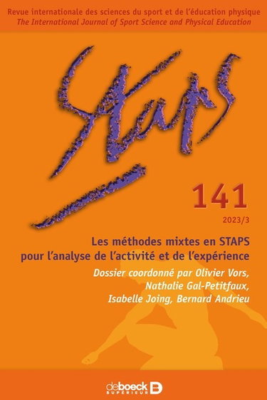 Couverture de Staps, n° 141. Les méthodes mixtes en Staps pour l'analyse de l'activité et de l'expérience. Mixed methods in physical education and sport