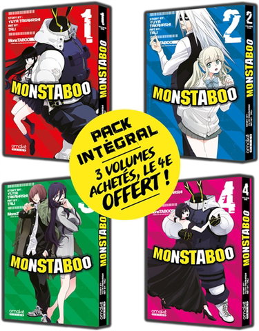 Couverture de Monstaboo : pack intégral : 3 volumes achetés, le 4e offert !