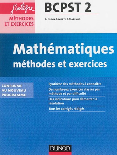 Couverture de Mathématiques, méthodes et exercices BCPST 2 : conforme au nouveau programme