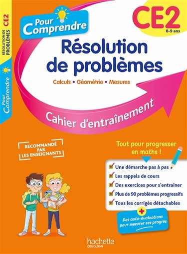 Couverture de Pour comprendre, résolution de problèmes CE2, 8-9 ans : calculs, géométrie, mesures : cahier d'entraînement