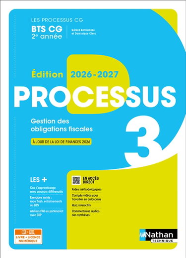 Couverture de Processus 3, gestion des obligations fiscales BTS CG 2e année : livre + licence numérique