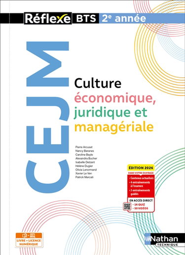 Couverture de Culture économique, juridique et managériale BTS 2e année : livre + licence numérique