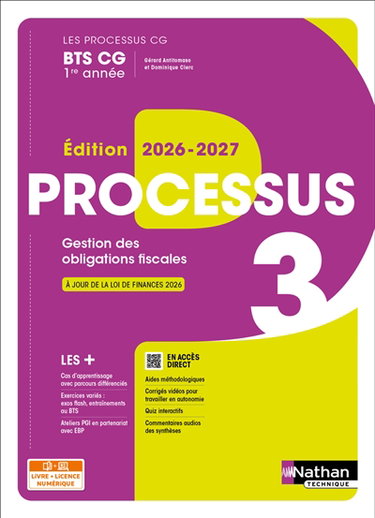 Couverture de Processus 3, gestion des obligations fiscales BTS CG 1re année : livre + licence numérique