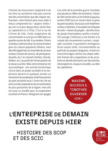 Couverture de L'entreprise de demain existe depuis hier : histoire des Scop et des Scic