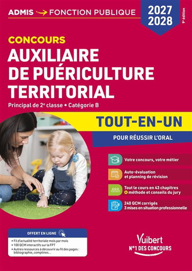Couverture de Auxiliaire de puériculture territorial : principal de 2e classe, catégorie B : tout-en-un pour réussir l'oral, 2027-2028