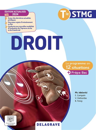 Couverture de Droit terminale STMG : le programme en 12 situations + prépa bac