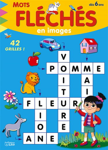 Couverture de Mots fléchés en images : 42 grilles ! : dès 6 ans
