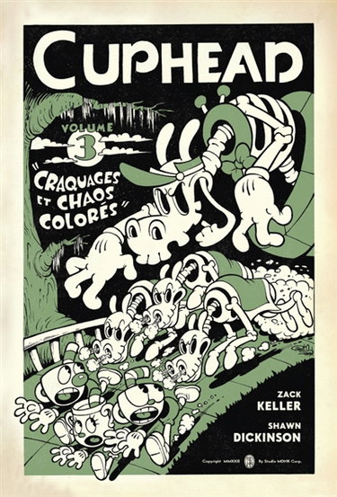 Couverture de Cuphead. Vol. 3. Craquages et chaos colorés par Zack Keller