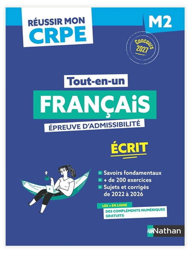 Couverture de Tout-en-un français, épreuve d'admissibilité : écrit M2 : concours 2027
