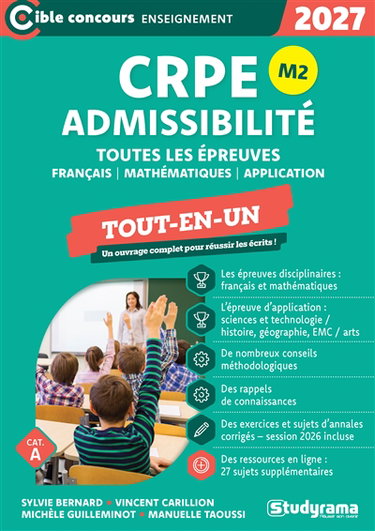 Couverture de CRPE admissibilité M2, toutes les épreuves : français, mathématiques, application, cat. A : 2027