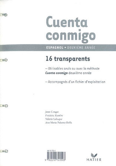 Couverture de Cuenta conmigo, espagnol deuxième année : 16 transparents