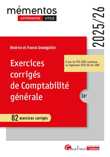 Couverture de Exercices corrigés de comptabilité générale : 82 exercices corrigés : 2025-2026