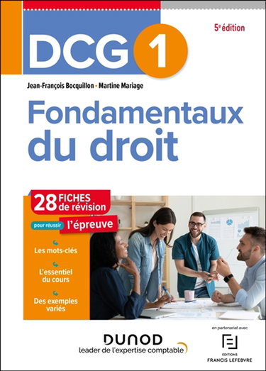 Couverture de DCG 1, fondamentaux du droit : 28 fiches de révision pour réussir l'épreuve