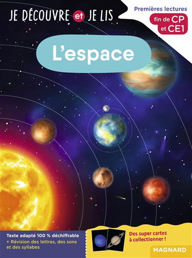 Couverture de L'espace : premières lectures, fin de CP et CE1
