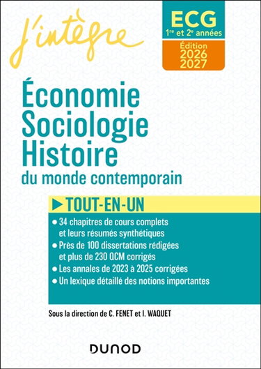 Couverture de Economie, sociologie, histoire du monde contemporain, ECG 1re et 2e années : tout-en-un, édition 2026-2027