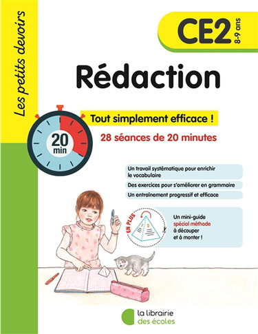 Couverture de Rédaction CE2, 8-9 ans : 14 séances de 30 minutes : tout simplement efficace !