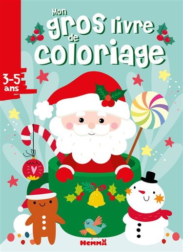 Couverture de Mon gros livre de coloriage (Père Noël dans tasse)