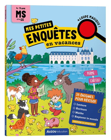 Couverture de Mes petites enquêtes en vacances : 35 énigmes pour réviser : 4-5 ans, MS à la GS, conforme au programme par Maud Letellier