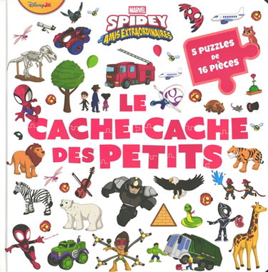 Couverture de Spidey et ses amis extraordinaires : le cache-cache des petits : 5 puzzles de 16 pièces par Marvel comics