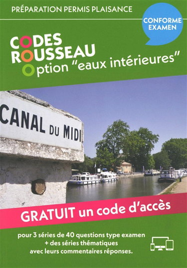 Couverture de Permis bateau Rousseau. Codes Rousseau option "eaux intérieures" : préparation permis plaisance : conforme examen