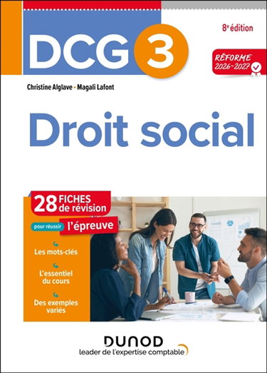 Couverture de DCG 3, droit social : 28 fiches de révision pour réussir l'épreuve : réforme 2026-2027 par Christine Alglave