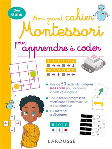 Couverture de Mon grand cahier Montessori pour apprendre à coder par Amélia Matar