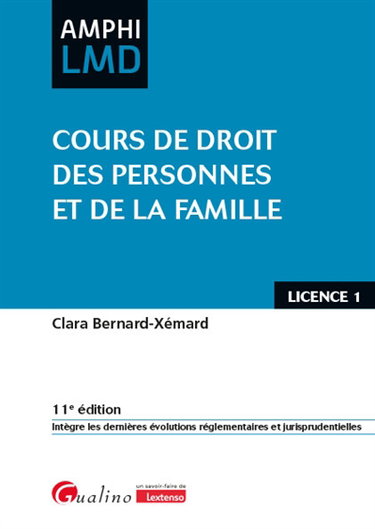Couverture de Cours de droit des personnes et de la famille : licence 1