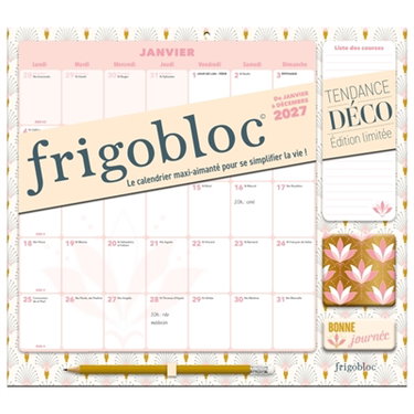 Couverture de Frigobloc Mensuel 2027 Art Déco : Calendrier organiseur familial (de janv. à déc. 2027)