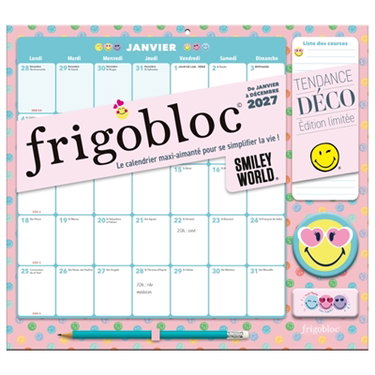 Couverture de Frigobloc Mensuel 2027 Smiley World : Calendrier organiseur familial (de janv à déc. 2027)