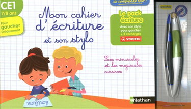 Couverture de Mon cahier d'écriture et son stylo : CE1, gaucher