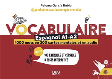 Couverture de Vocabulaire espagnol A1-A2 : 1.000 mots en 200 cartes mentales et en audio