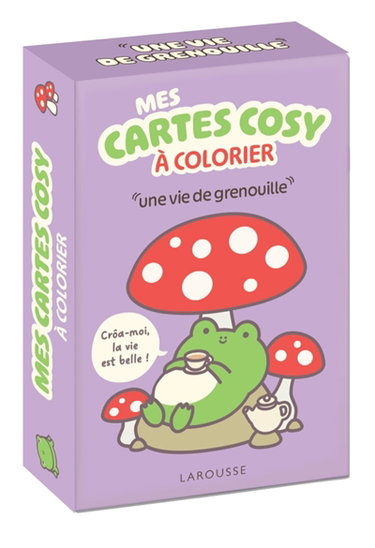 Couverture de Une vie de grenouille : mes cartes cosy à colorier : cute & cosy