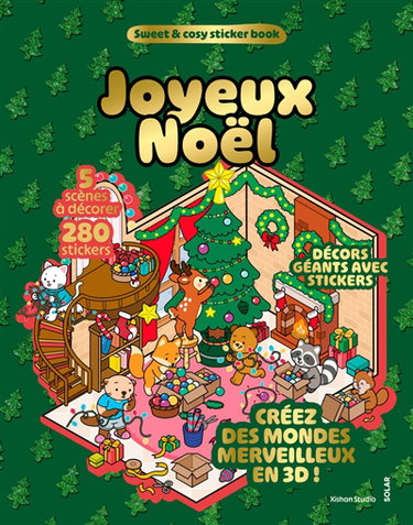 Couverture de Joyeux Noël : sweet & cosy sticker book : 5 scènes grand format en 3D