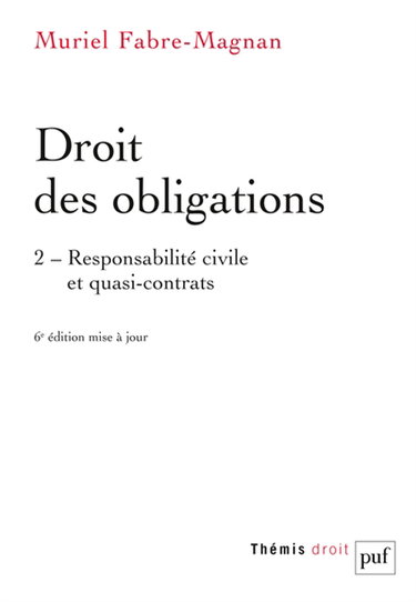 Couverture de Droit des obligations. Vol. 2. Responsabilité civile et quasi-contrats