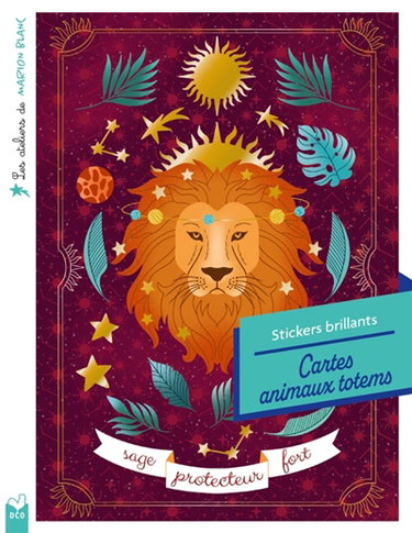 Couverture de Les ateliers de Marion Blanc : Stickers brillants : Cartes animaux totem - pochette avec accessoires
