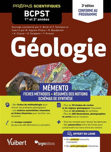 Couverture de Géologie prépas scientifiques BCPST 1re et 2e années : mémento : conforme au programme